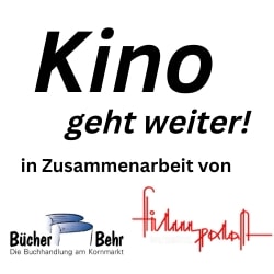 Logos von BücherBehr und dem Filmpalast, Hinweis auf die Koop der beiden